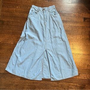 Liz wear blue maxi skirt with front and back slits. Size 4